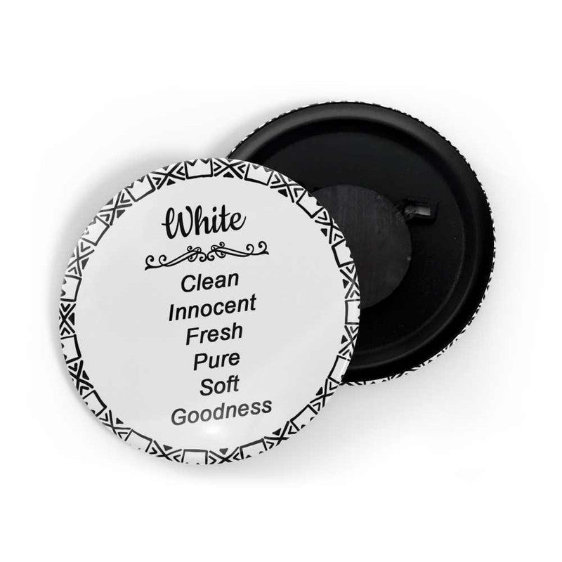 dhcrafts Round Fridge Magnet White Color Meaning Glossy Finish Design Pack of 1 (58 mm)